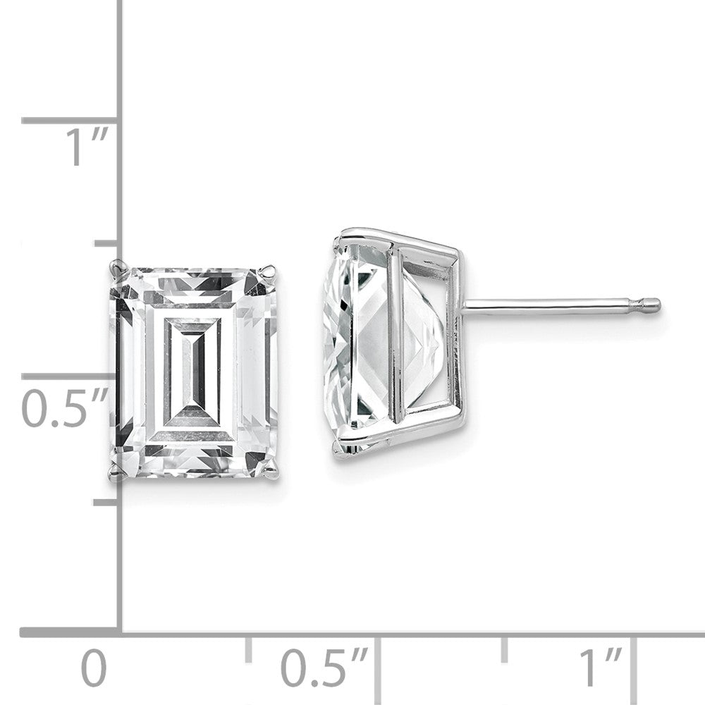 14k White Gold 8 mm Emerald Cut Cubic Zirconia Earrings (1.22 grams)