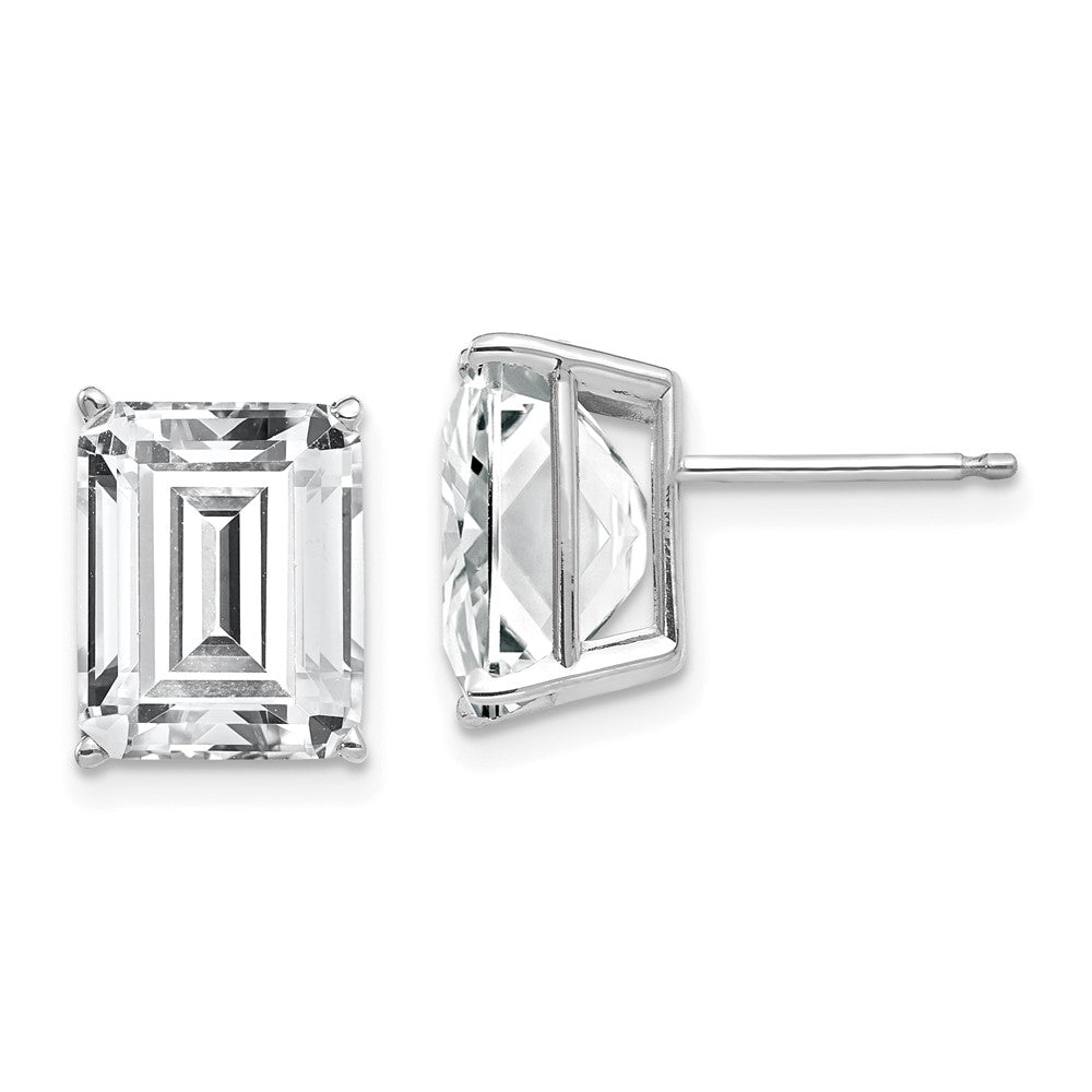 14k White Gold 8 mm Emerald Cut Cubic Zirconia Earrings (1.22 grams)