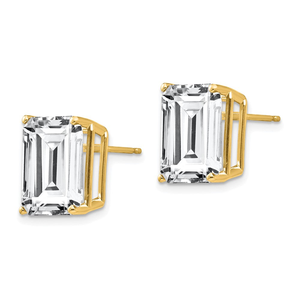 14k Yellow Gold 10 mm Emerald Cut Cubic Zirconia Earrings (1.64 grams)