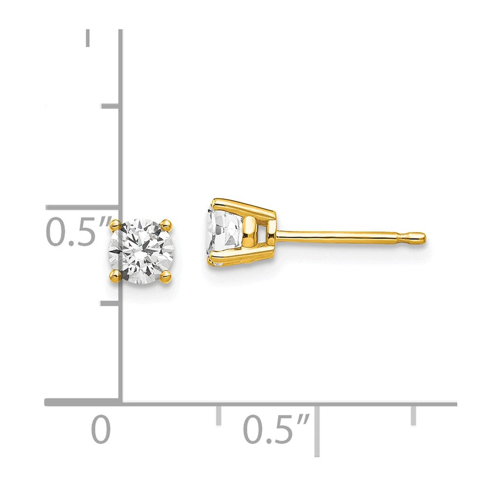 14k Yellow Gold 4 mm Cubic Zirconia Earrings (0.51 grams)