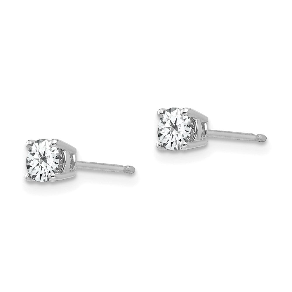 14k White Gold 4 mm Cubic Zirconia Earrings (0.48 grams)