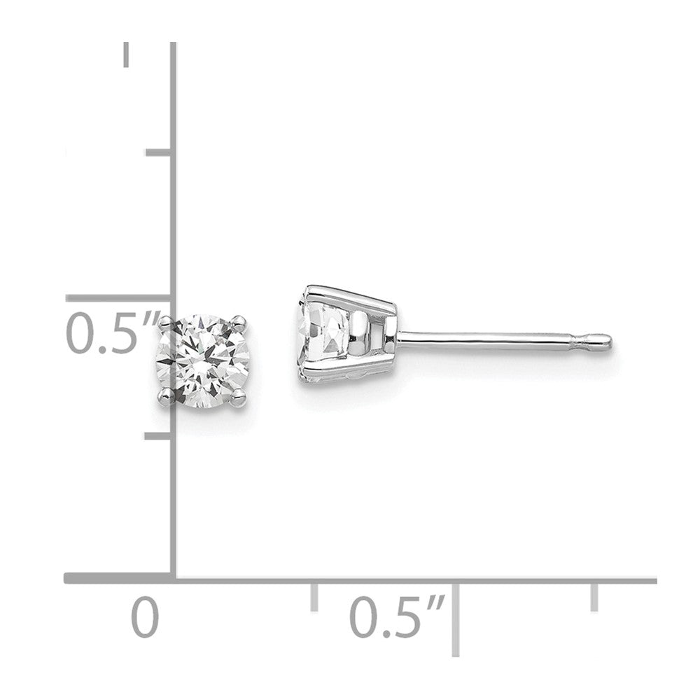 14k White Gold 4 mm Cubic Zirconia Earrings (0.48 grams)