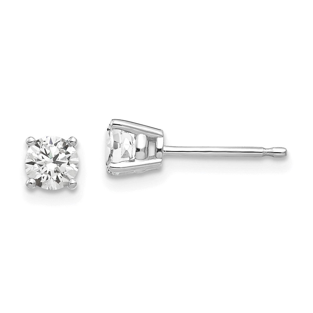 14k White Gold 4 mm Cubic Zirconia Earrings (0.48 grams)