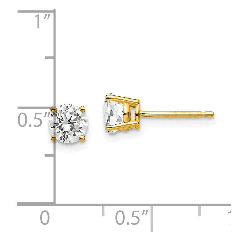 14k Yellow Gold 5 mm Cubic Zirconia Earrings (0.57 grams)