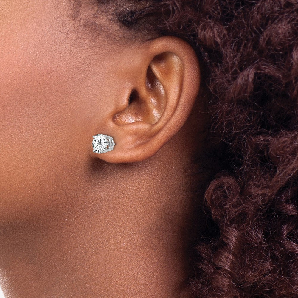 14k White Gold 7 mm Cubic Zirconia Earrings (0.88 grams)