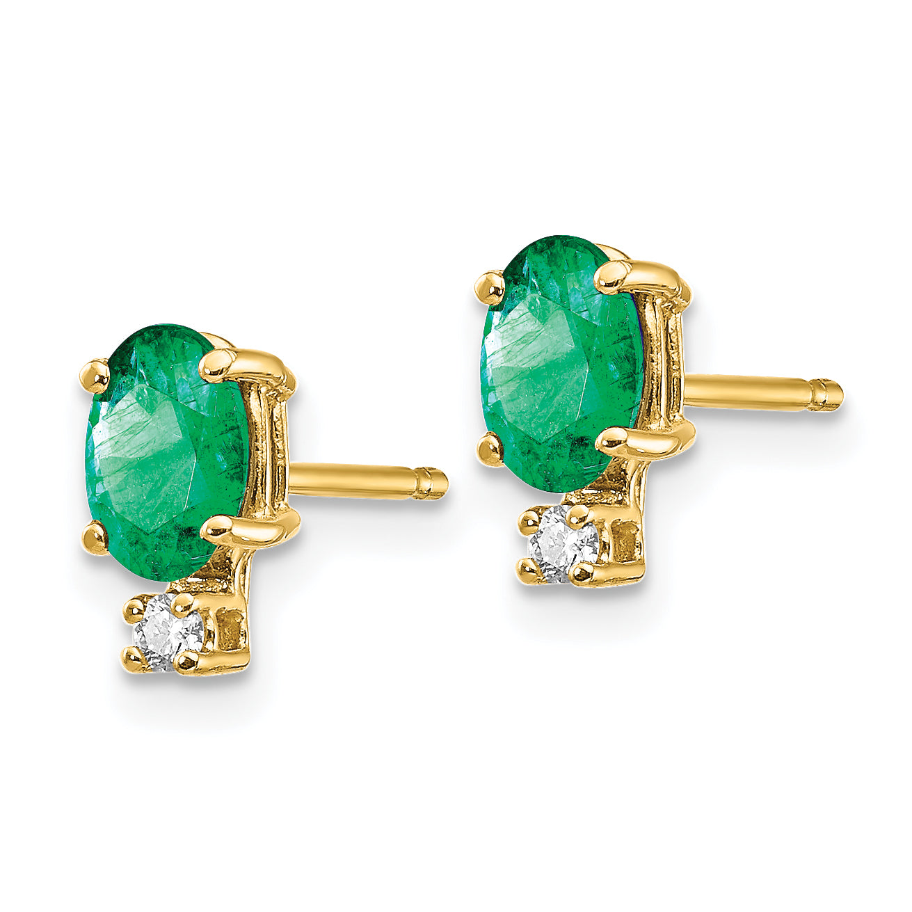 14k Emerald Diamond Post Earrings (0.71 grams)