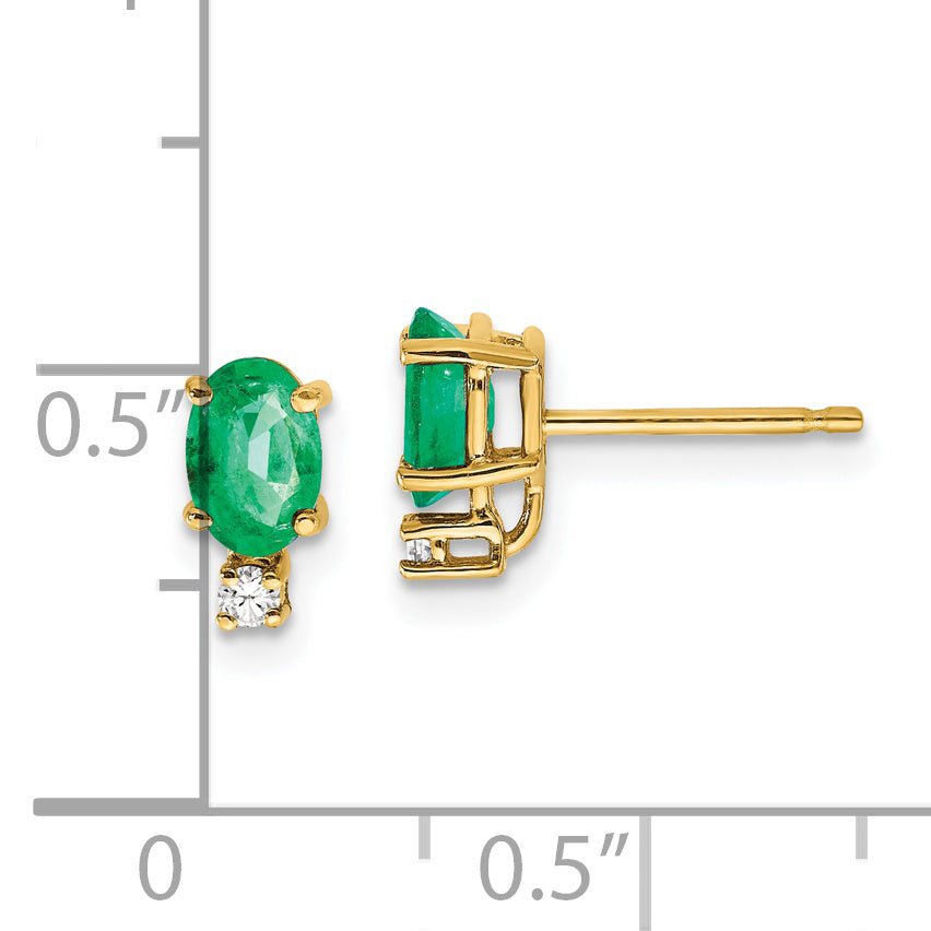 14k Emerald Diamond Post Earrings (0.71 grams)