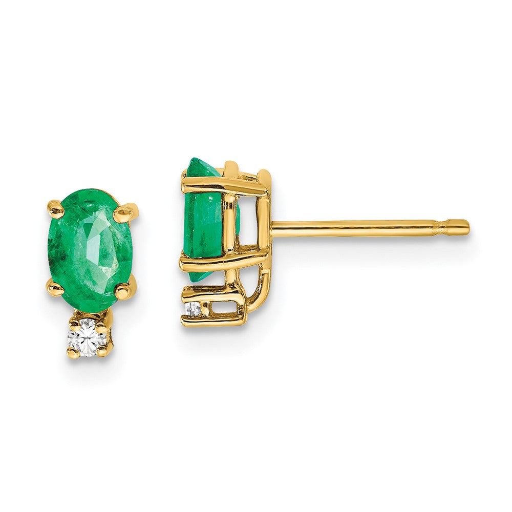 14k Emerald Diamond Post Earrings (0.71 grams)