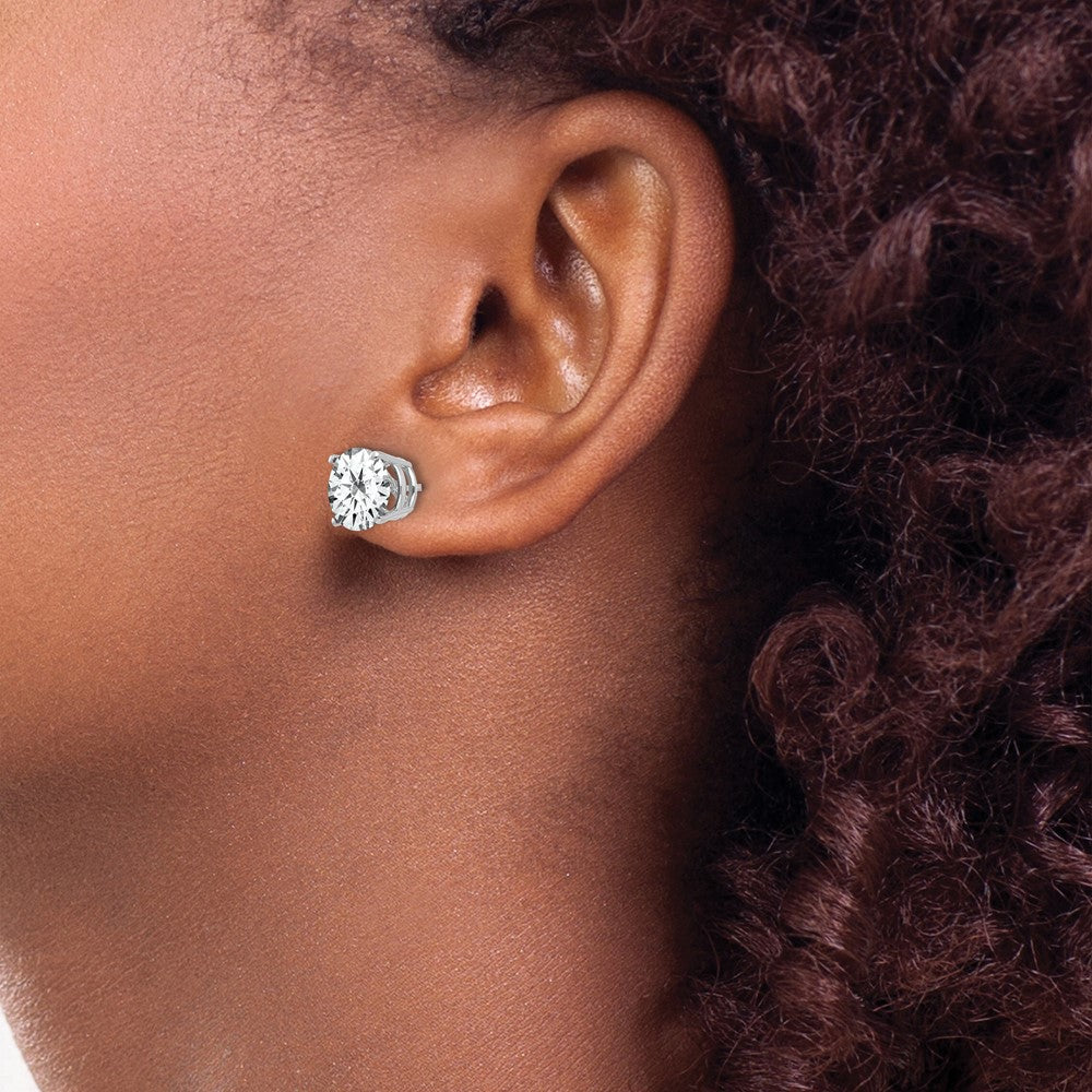 14k White Gold 8 mm Cubic Zirconia Earrings (0.99 grams)