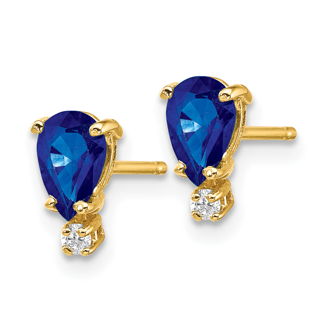 14k Sapphire Diamond Earrings (0.66 grams)