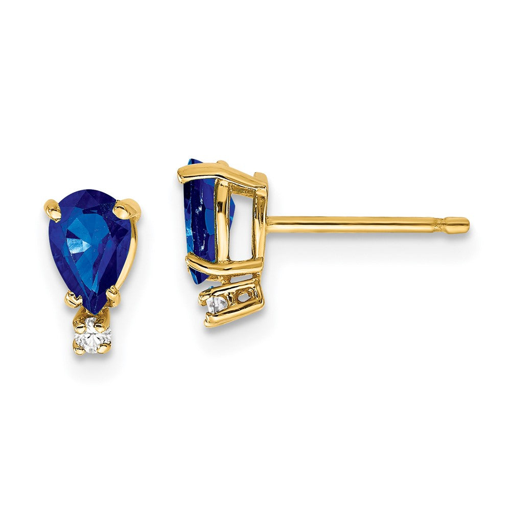 14k Sapphire Diamond Earrings (0.66 grams)