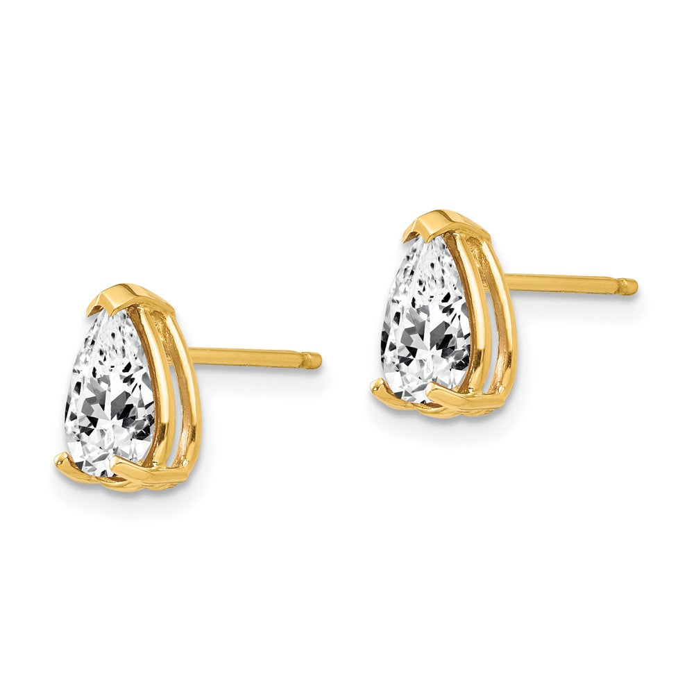 14k Yellow Gold 5 mm Pear Cubic Zirconia Earrings (1.01 grams)
