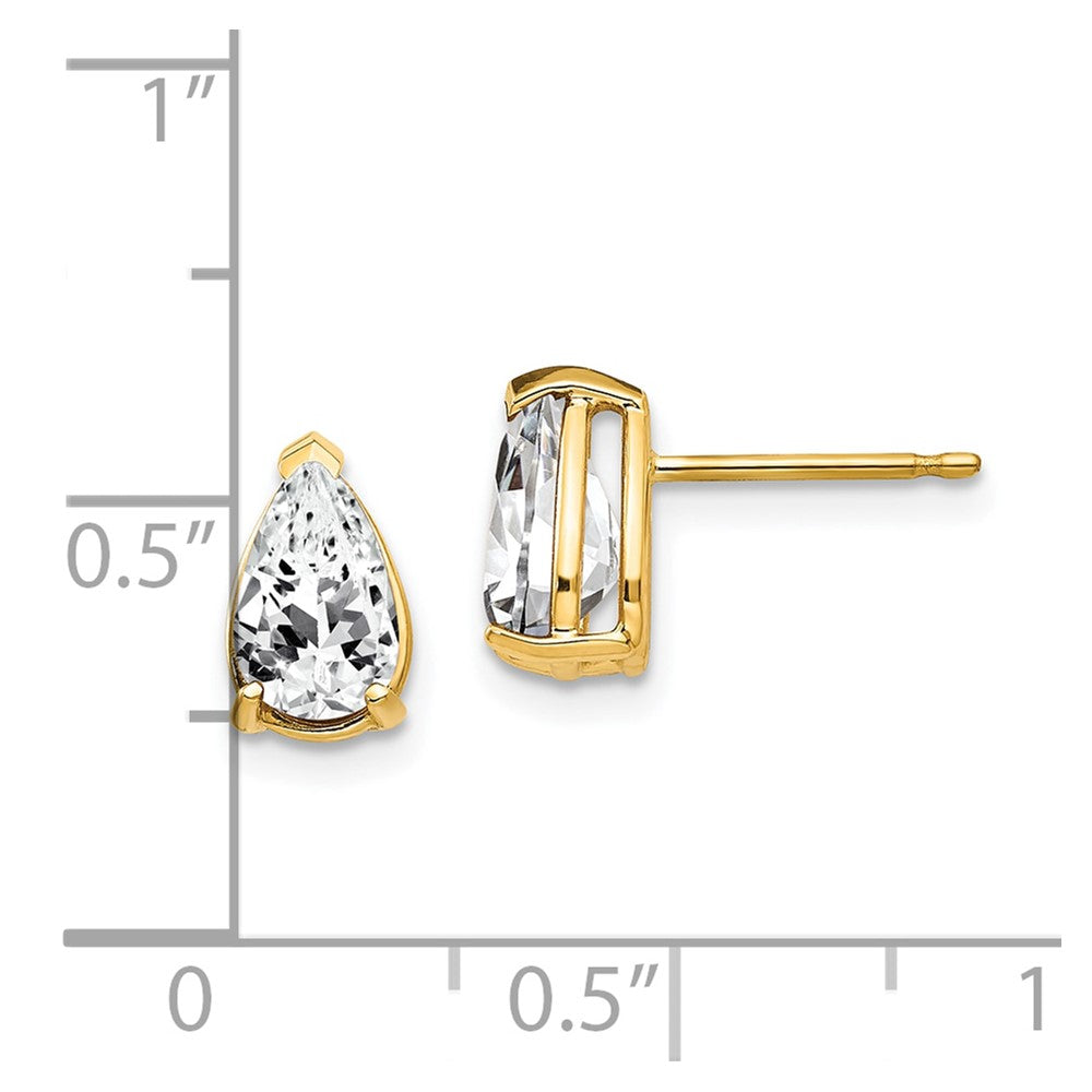 14k Yellow Gold 5 mm Pear Cubic Zirconia Earrings (1.01 grams)