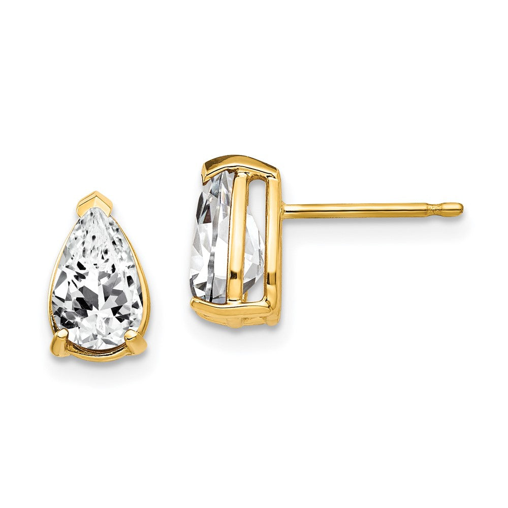 14k Yellow Gold 5 mm Pear Cubic Zirconia Earrings (1.01 grams)