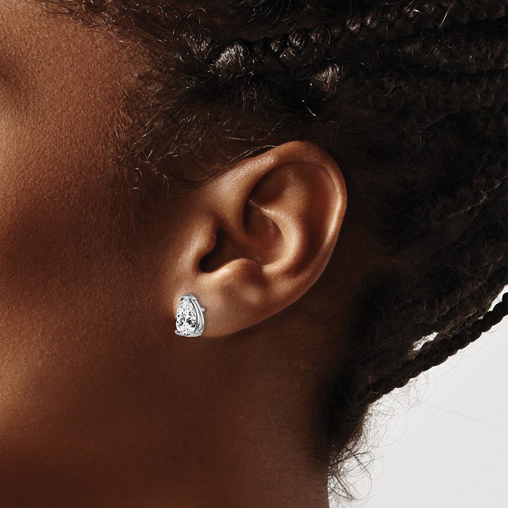 14k White Gold 5 mm Pear Cubic Zirconia Earrings (0.95 grams)