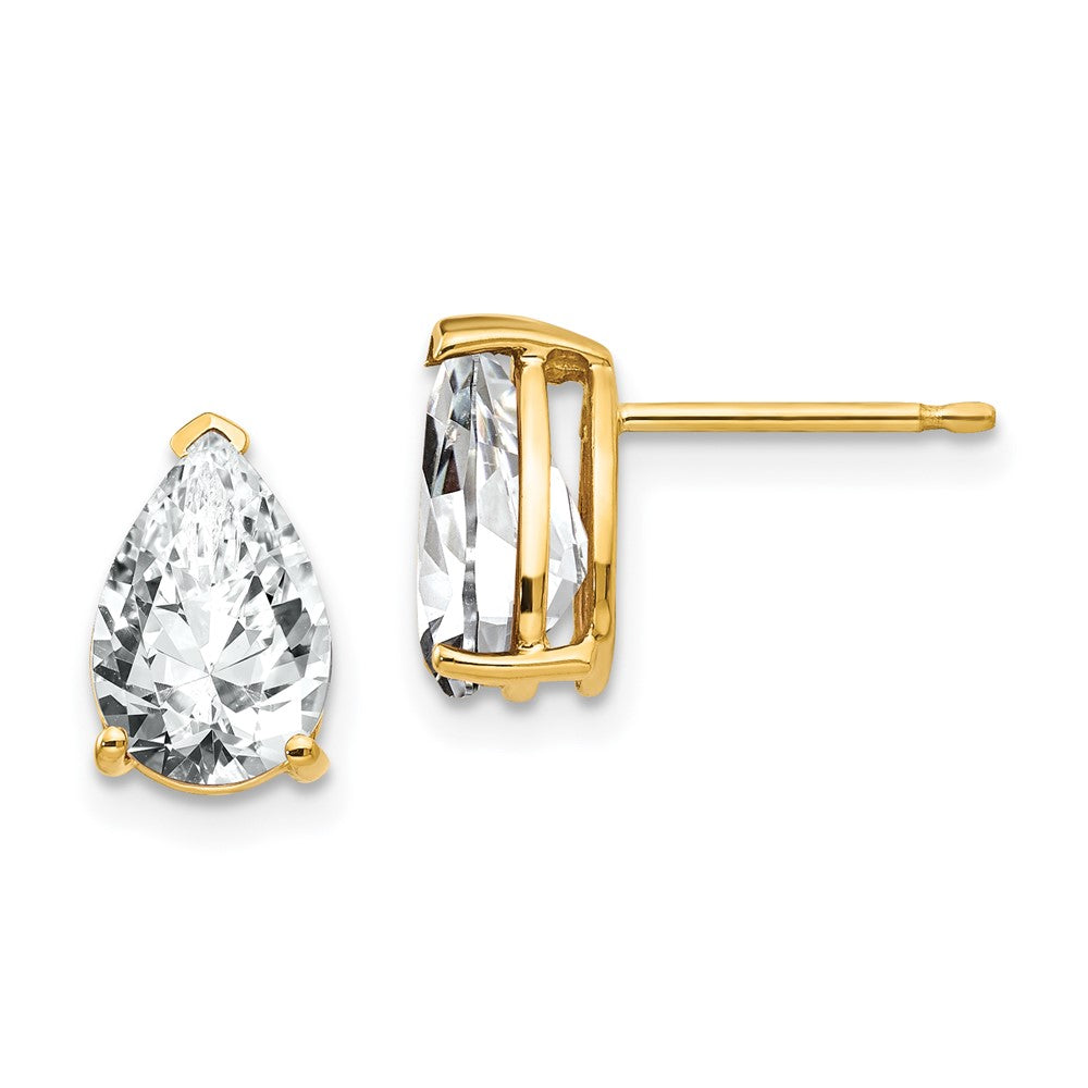 14k Yellow Gold 6 mm Pear Cubic Zirconia Earrings (0.99 grams)