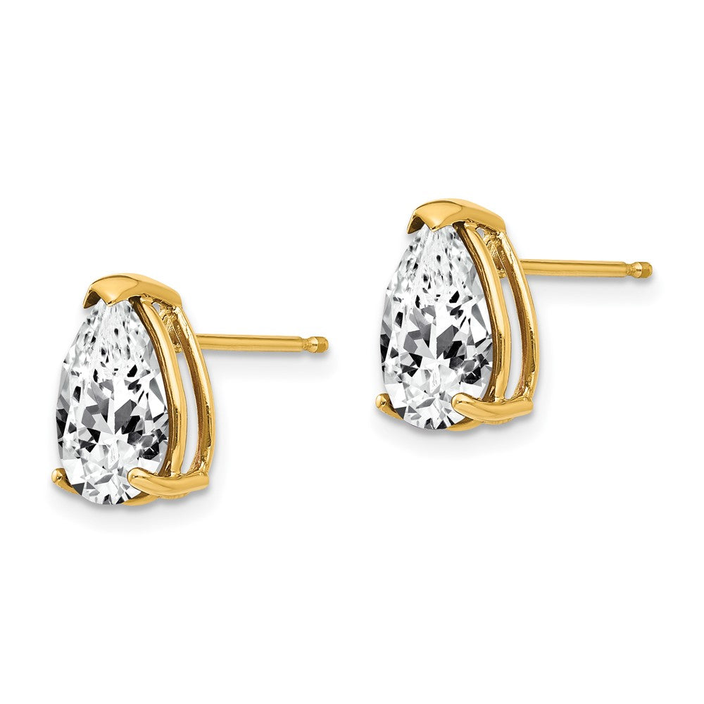 14k Yellow Gold 7 mm Pear Cubic Zirconia Earrings (1.24 grams)