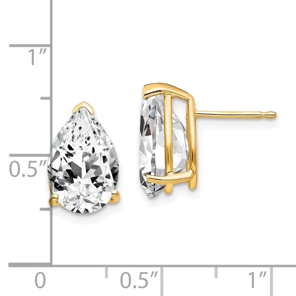 14k Yellow Gold 8 mm Pear Cubic Zirconia Earrings (1.72 grams)