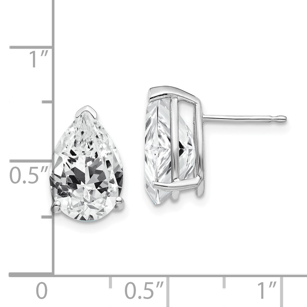 14k White Gold 8 mm Pear Cubic Zirconia Earrings (1.62 grams)