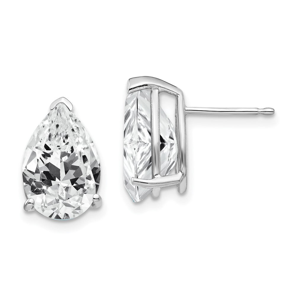 14k White Gold 8 mm Pear Cubic Zirconia Earrings (1.62 grams)