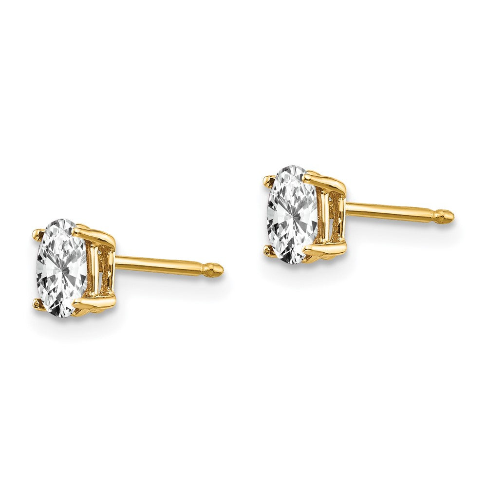 14k Yellow Gold 3 mm Oval Cubic Zirconia Earrings (0.41 grams)