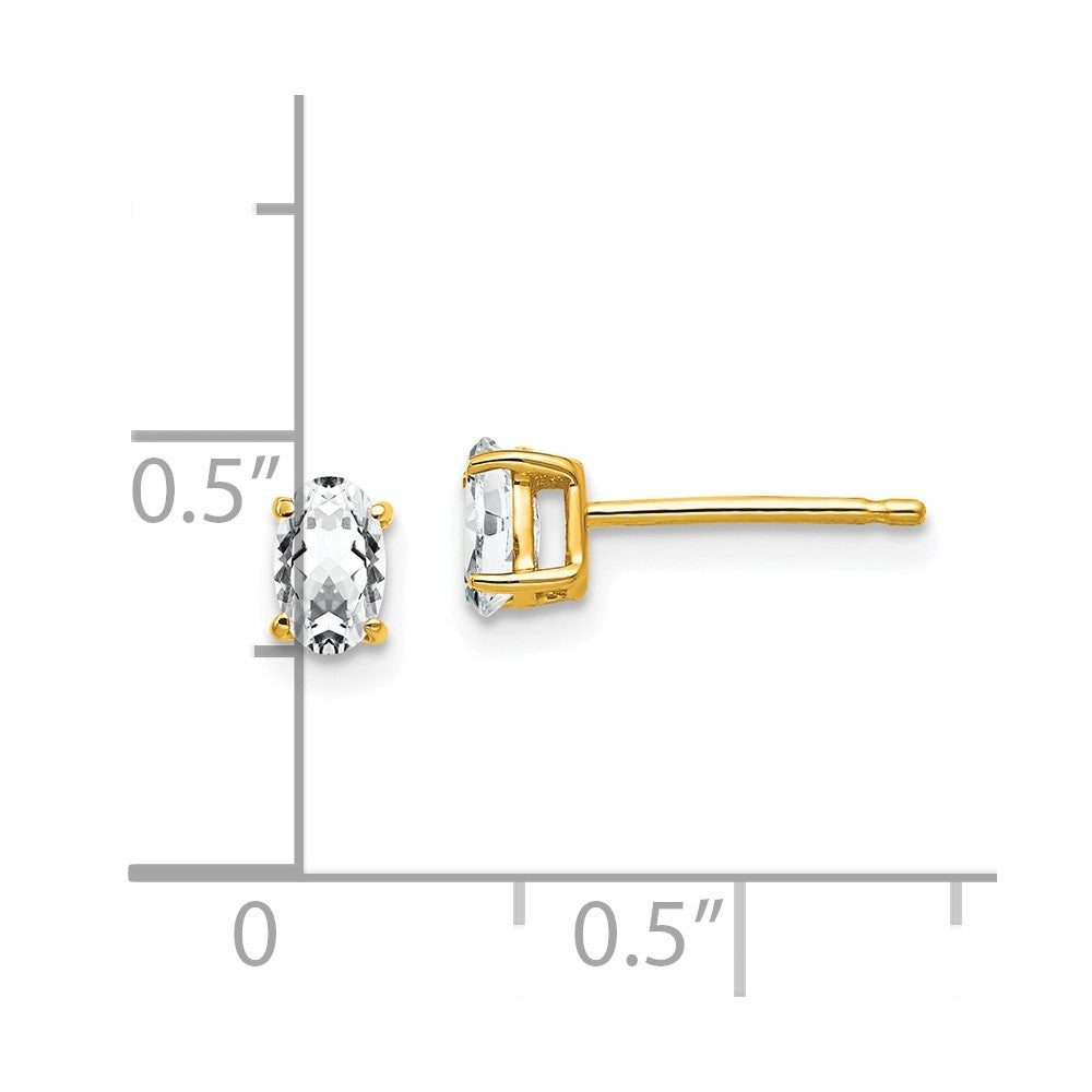 14k Yellow Gold 3 mm Oval Cubic Zirconia Earrings (0.41 grams)