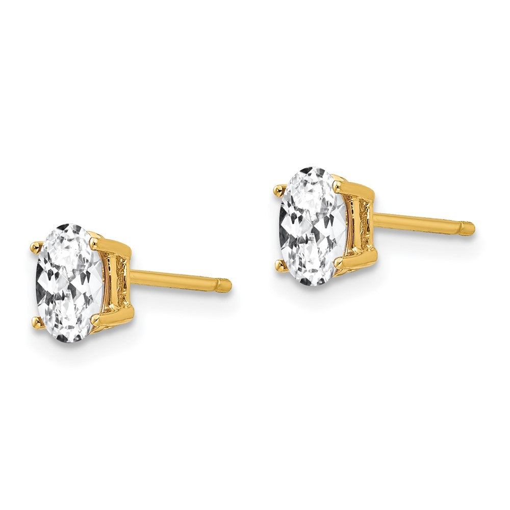 14k Yellow Gold 4 mm Oval Cubic Zirconia Earrings (0.48 grams)