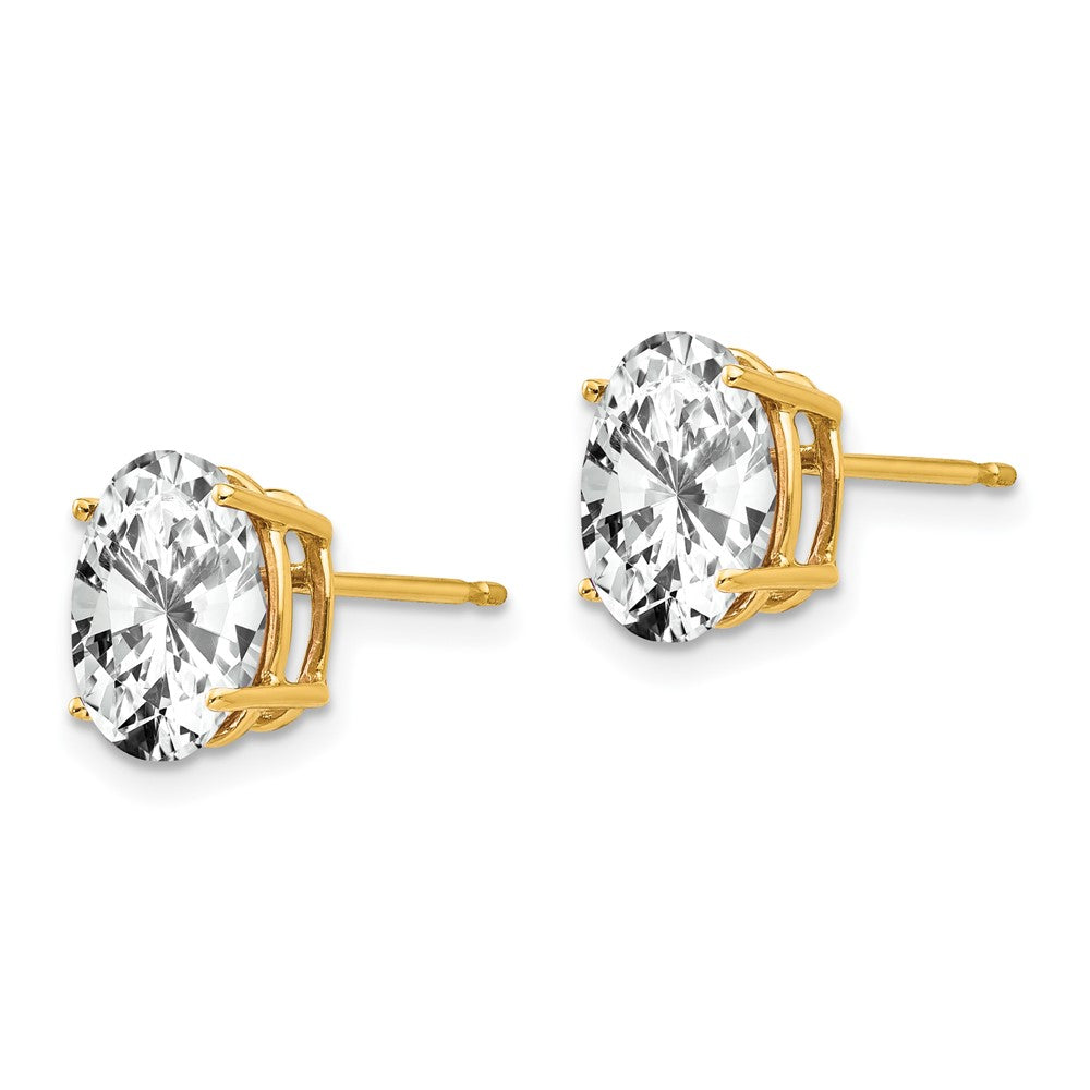 14k Yellow Gold 7 mm Oval Cubic Zirconia Earrings (0.81 grams)
