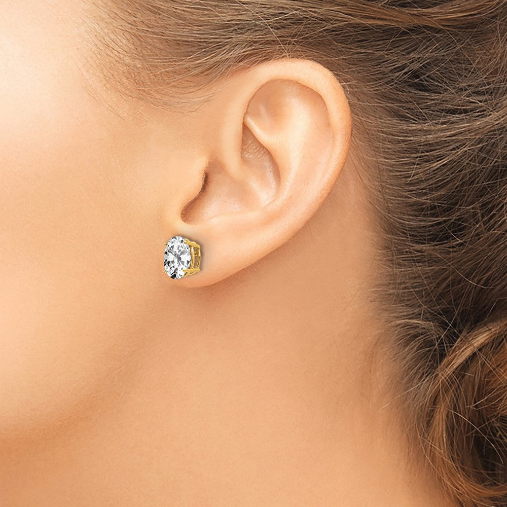 14k Yellow Gold 7 mm Oval Cubic Zirconia Earrings (0.81 grams)