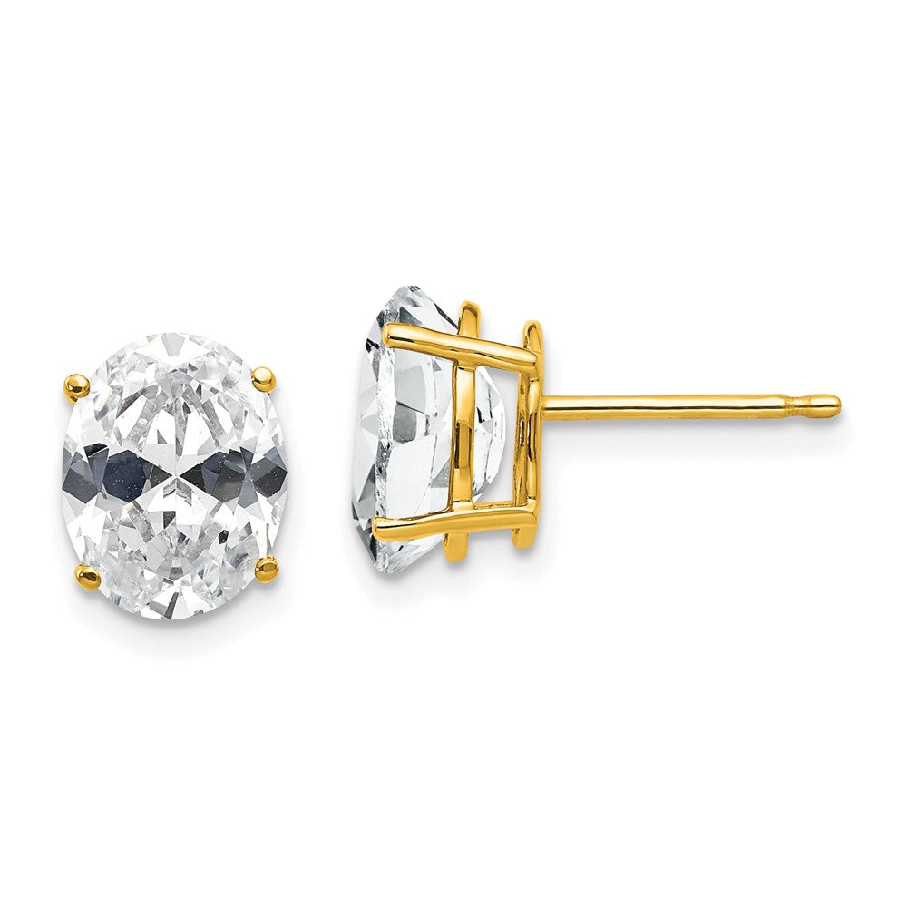 14k Yellow Gold 7 mm Oval Cubic Zirconia Earrings (0.81 grams)