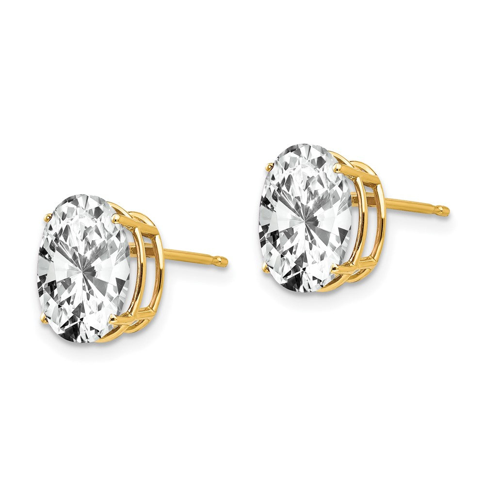 14k Yellow Gold 8 mm Oval Cubic Zirconia Earrings (0.98 grams)