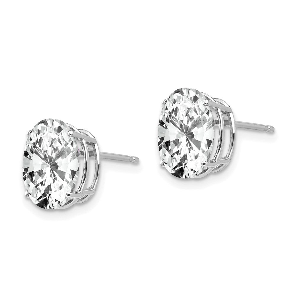 14k White Gold 8 mm Oval Cubic Zirconia Earrings (1.11 grams)