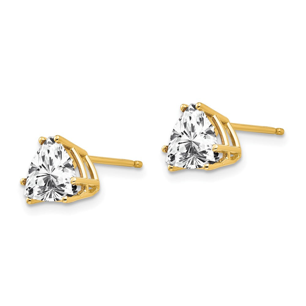 14k Yellow Gold 8 mm Trillion Cubic Zirconia Earrings (0.9 grams)