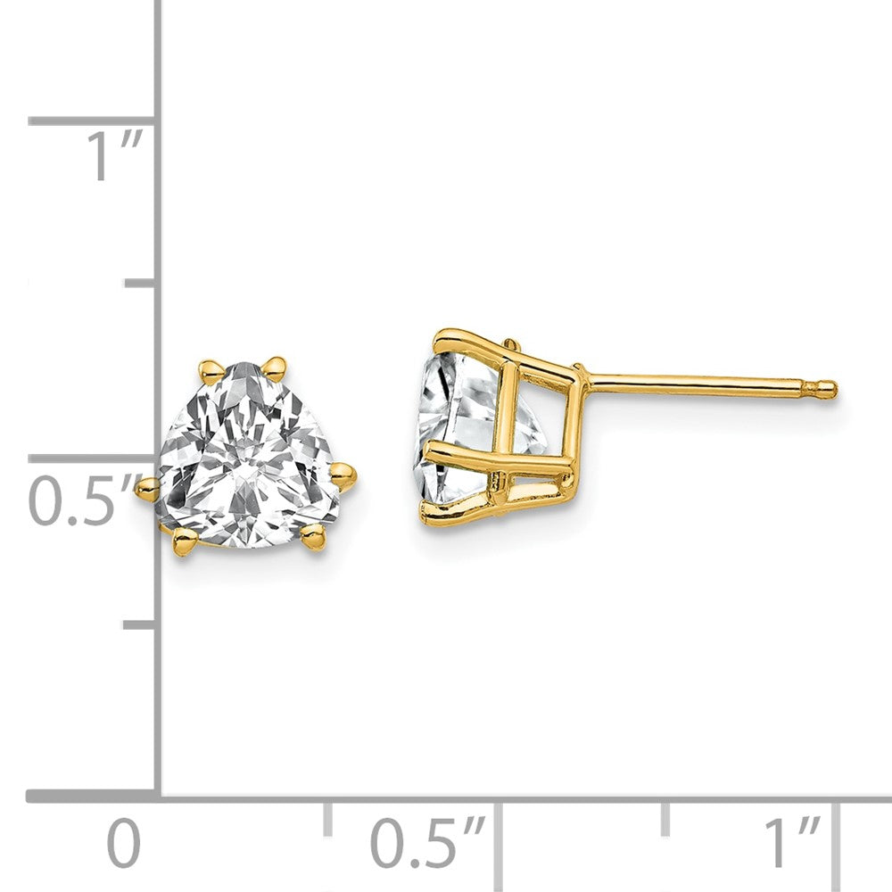 14k Yellow Gold 8 mm Trillion Cubic Zirconia Earrings (0.9 grams)