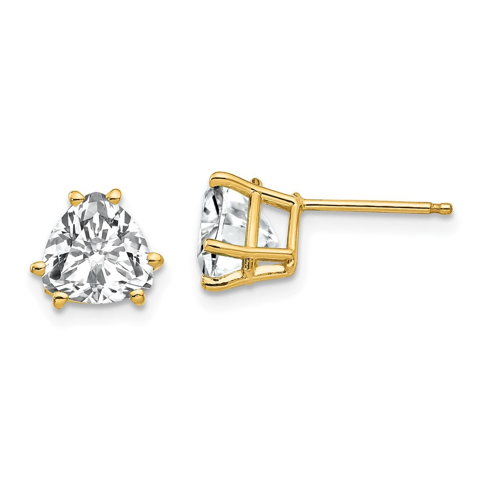 14k Yellow Gold 8 mm Trillion Cubic Zirconia Earrings (0.9 grams)