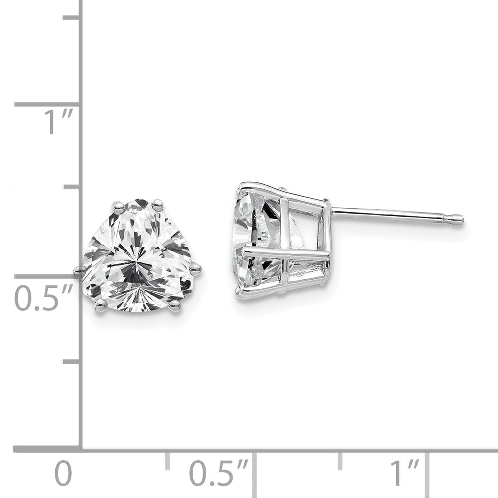 14k White Gold 8 mm Trillion Cubic Zirconia Earrings (1.2 grams)