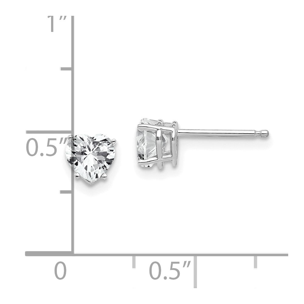 14k White Gold 5 mm Heart Cubic Zirconia Earrings (0.48 grams)