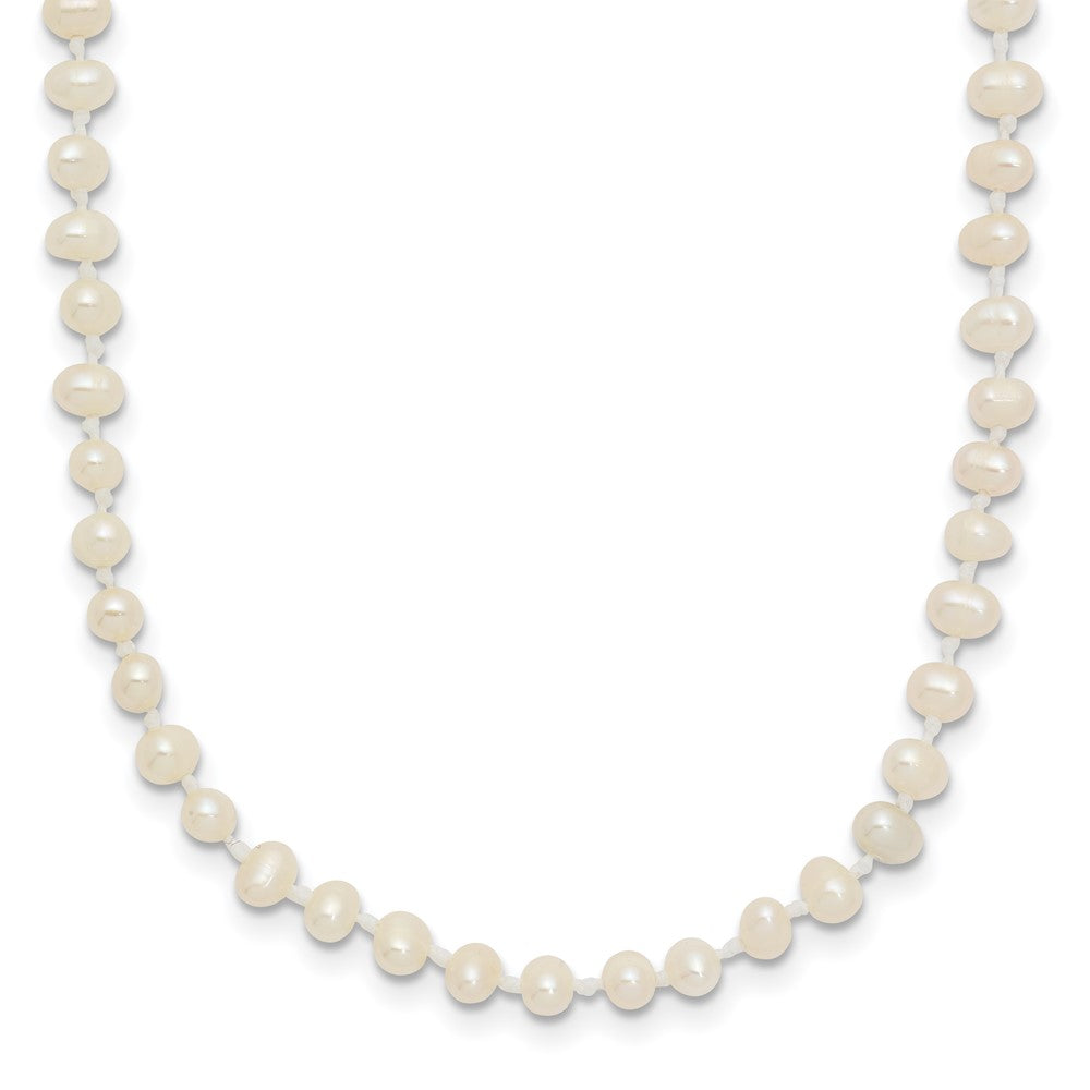 14k 3-4mm White Semi Round Freshwater Cultured Pearl Necklace (0.11 grams)