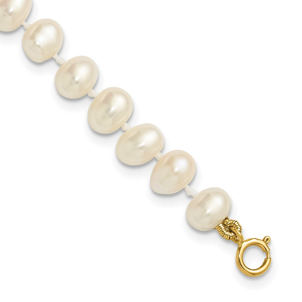 14k 5-6mm White Semi Round Freshwater Cultured Pearl Bracelet (0.11 grams)