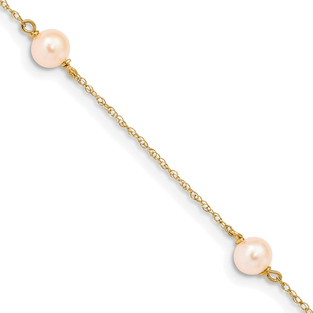 14K Madi K 5-6mm Pink Near-Round FWC Pearl 3-station Bracelet (0.6 grams)
