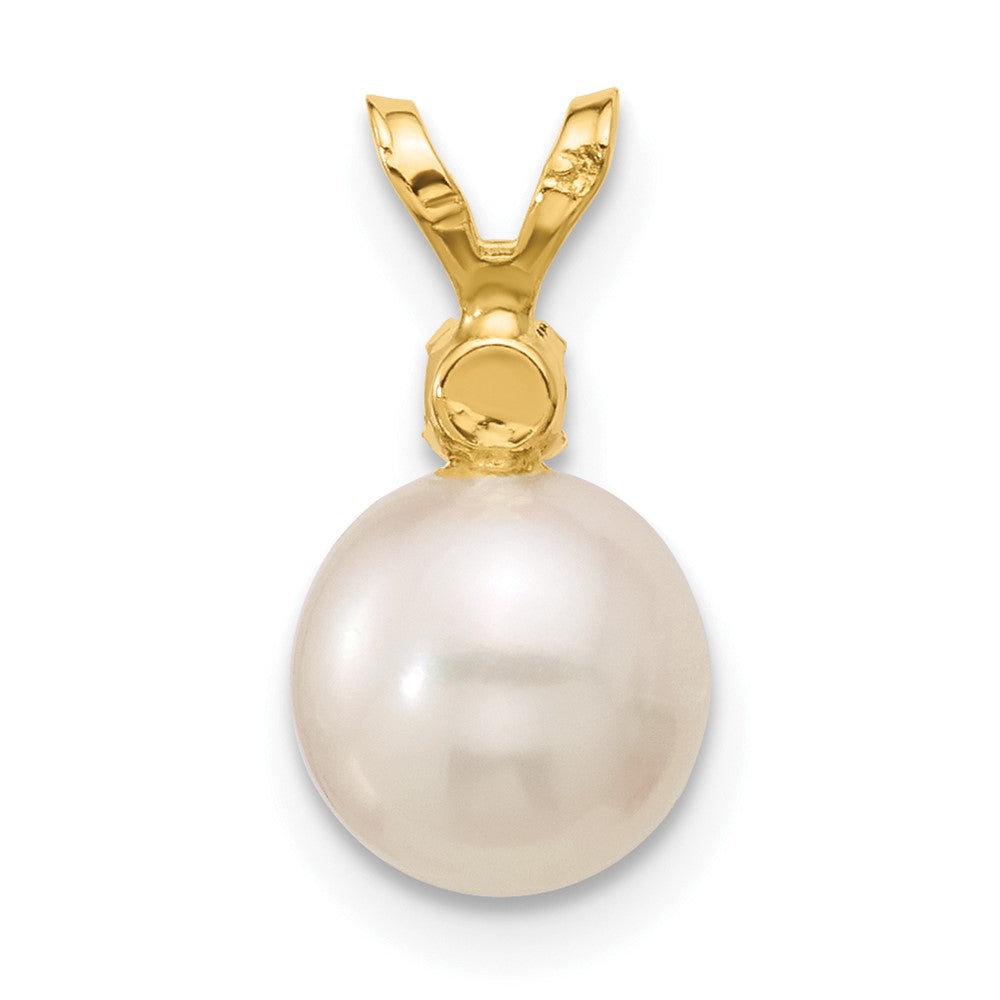 14K 7-7.5mm White Round FWC Pearl Citrine Pendants (0.72 grams)