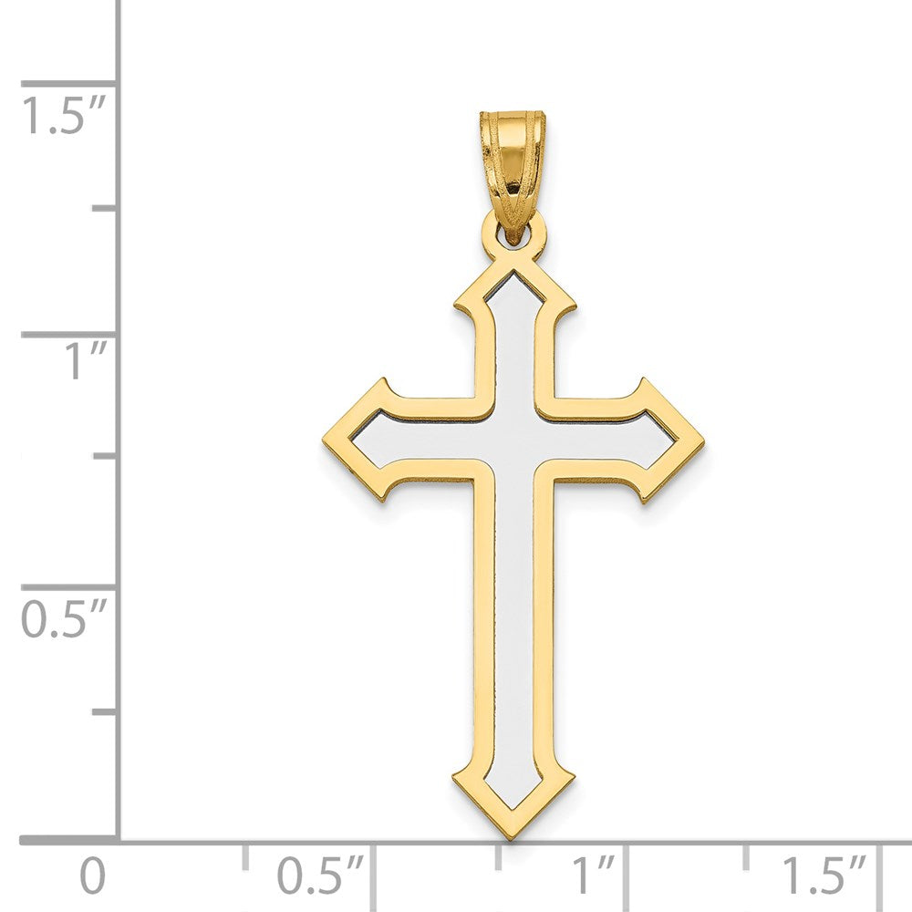 14k Two-tone 19 mm Passion Cross Pendant (1.71 grams)