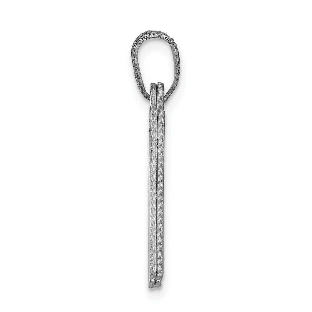 14k White Gold 16 mm Solid Satin Chai Charm (1.78 grams)