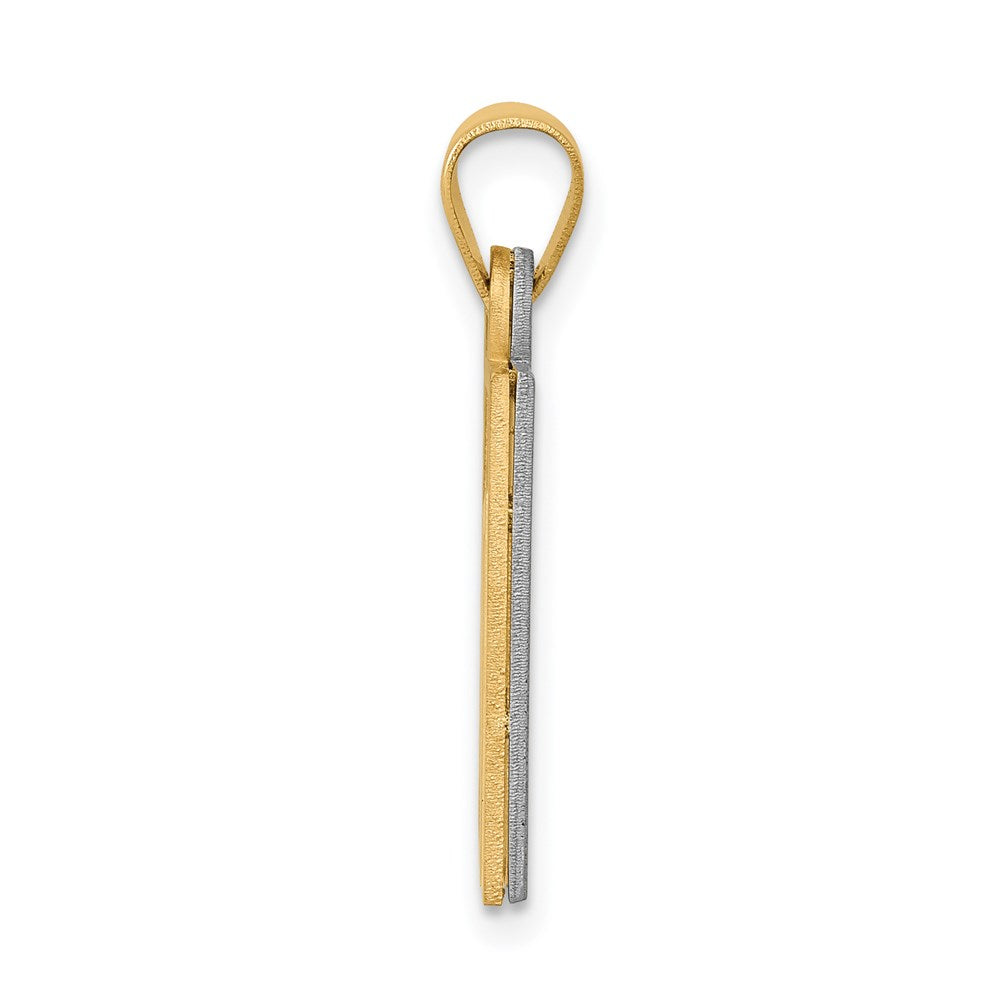 14k Two-tone 16 mm Two-Tone Solid Satin Chai Charm (1.78 grams)