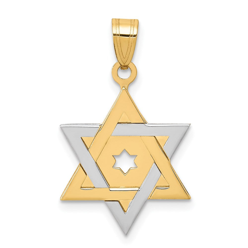 14k Two-tone 16 mm Two-Tone Star Of David Pendant (1.68 grams)