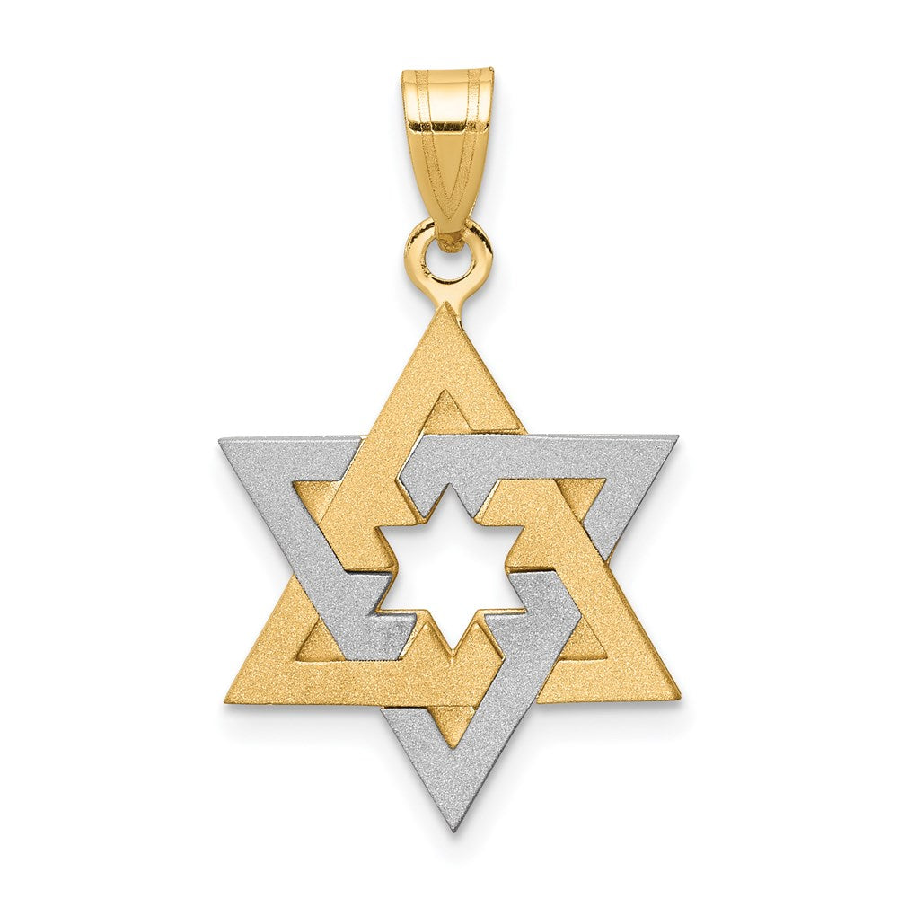 14k Two-tone 16 mm Two-Tone Star Of David Pendant (1.7 grams)