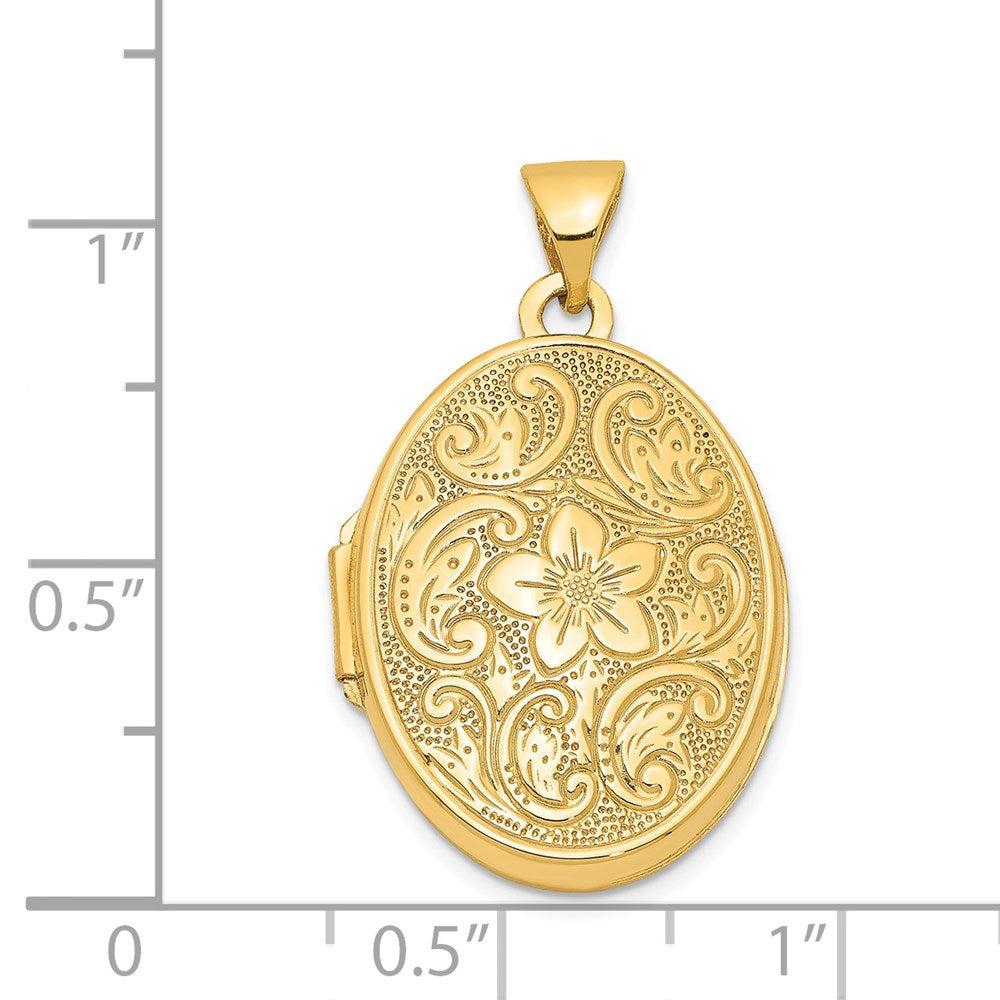 14k Yellow Gold 17 mm Scrolled Floral Locket (1.35 grams)