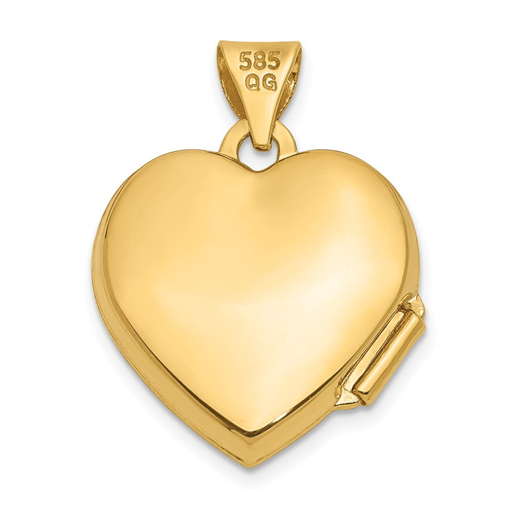 14k Yellow Gold 15.4 mm Scroll Heart Locket (0.66 grams)