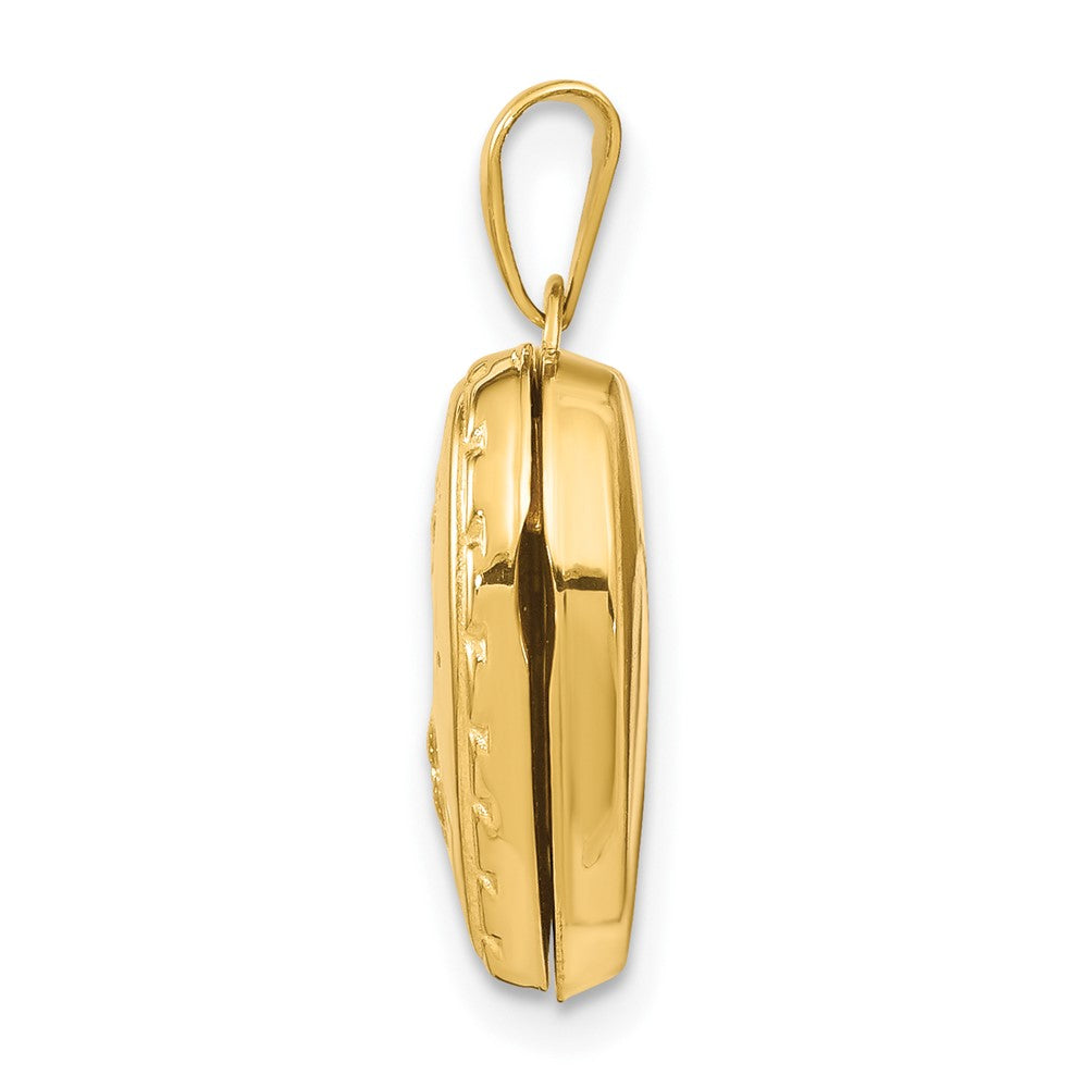 14k Yellow Gold 15.3 mm Floral Heart Locket (0.77 grams)