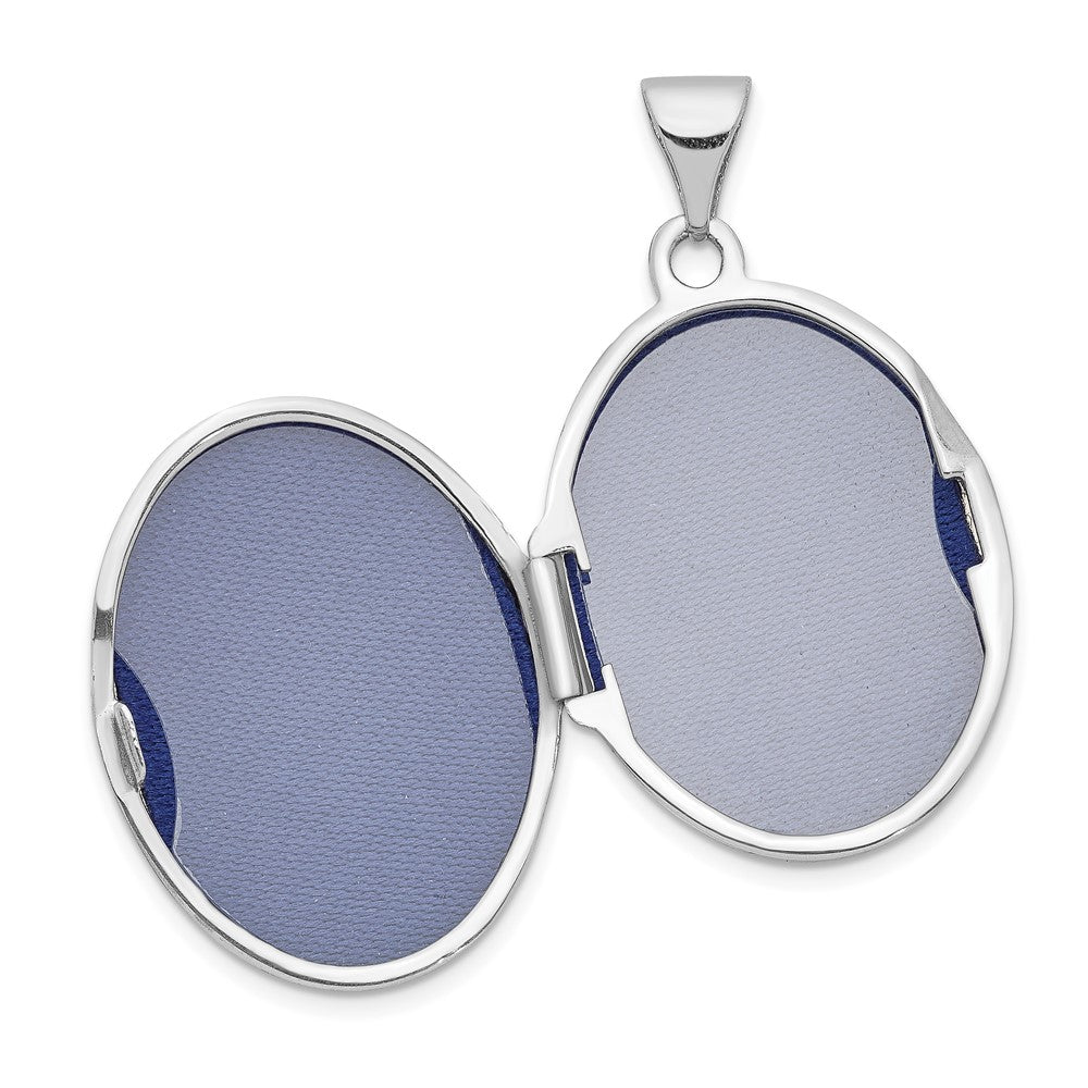 14k White Gold 17.1 mm Scroll Design Domed Oval Locket (1.52 grams)